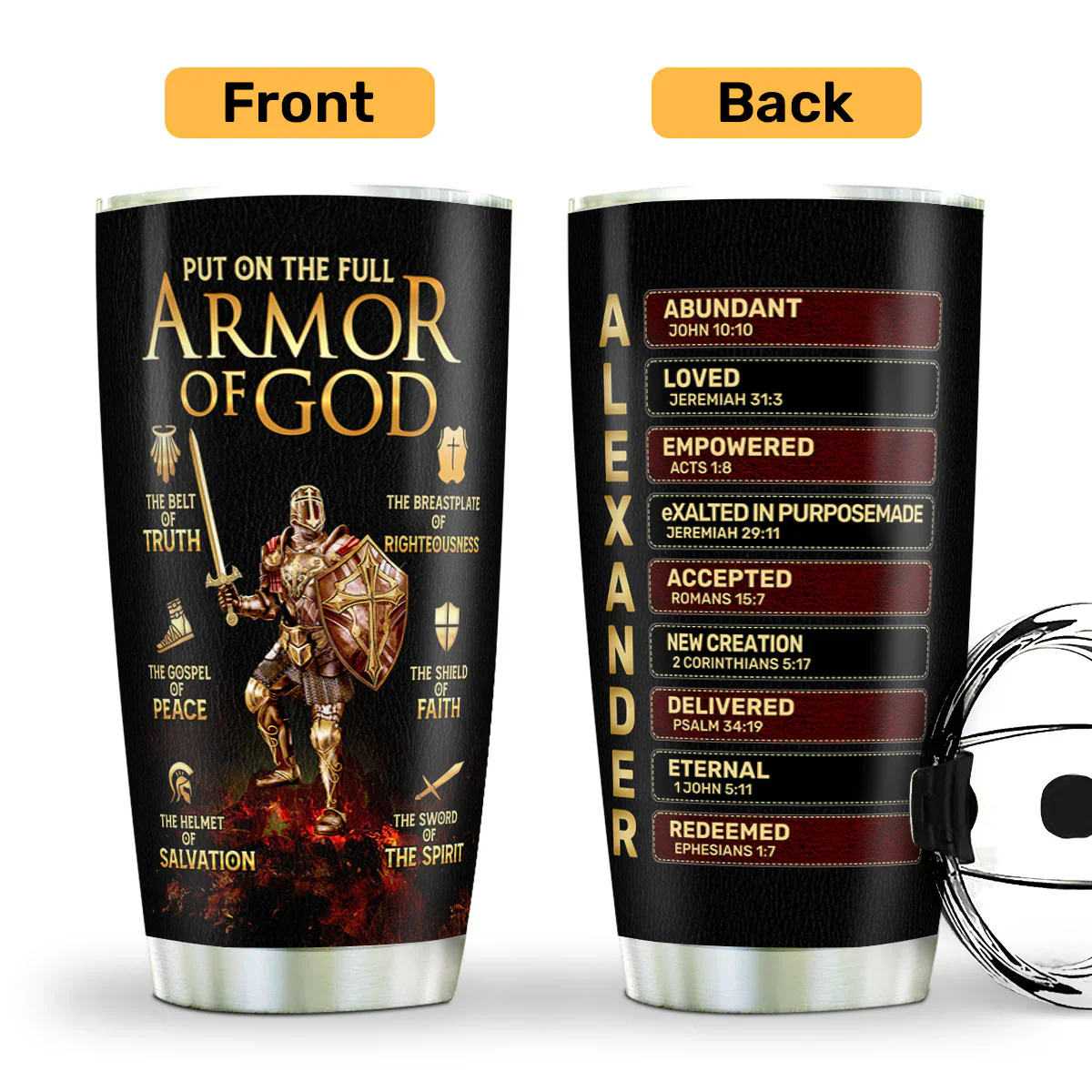 Armor Of God - Personalized Stainless Steel Tumbler TD118 - Image 3