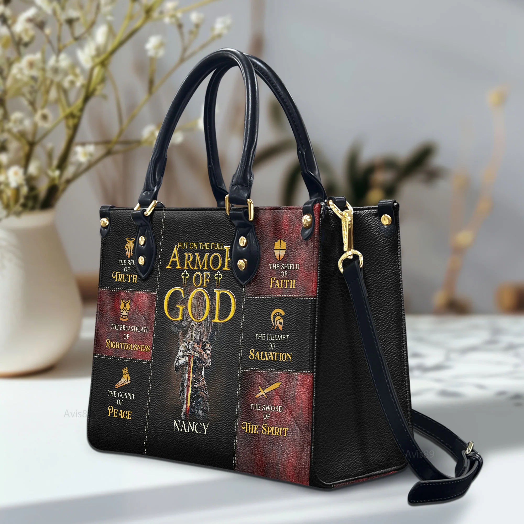 Armor Of God - Thoughtful Gift For Christians - Personalized Leather Handbag With Handle - AT4080602 - Image 2