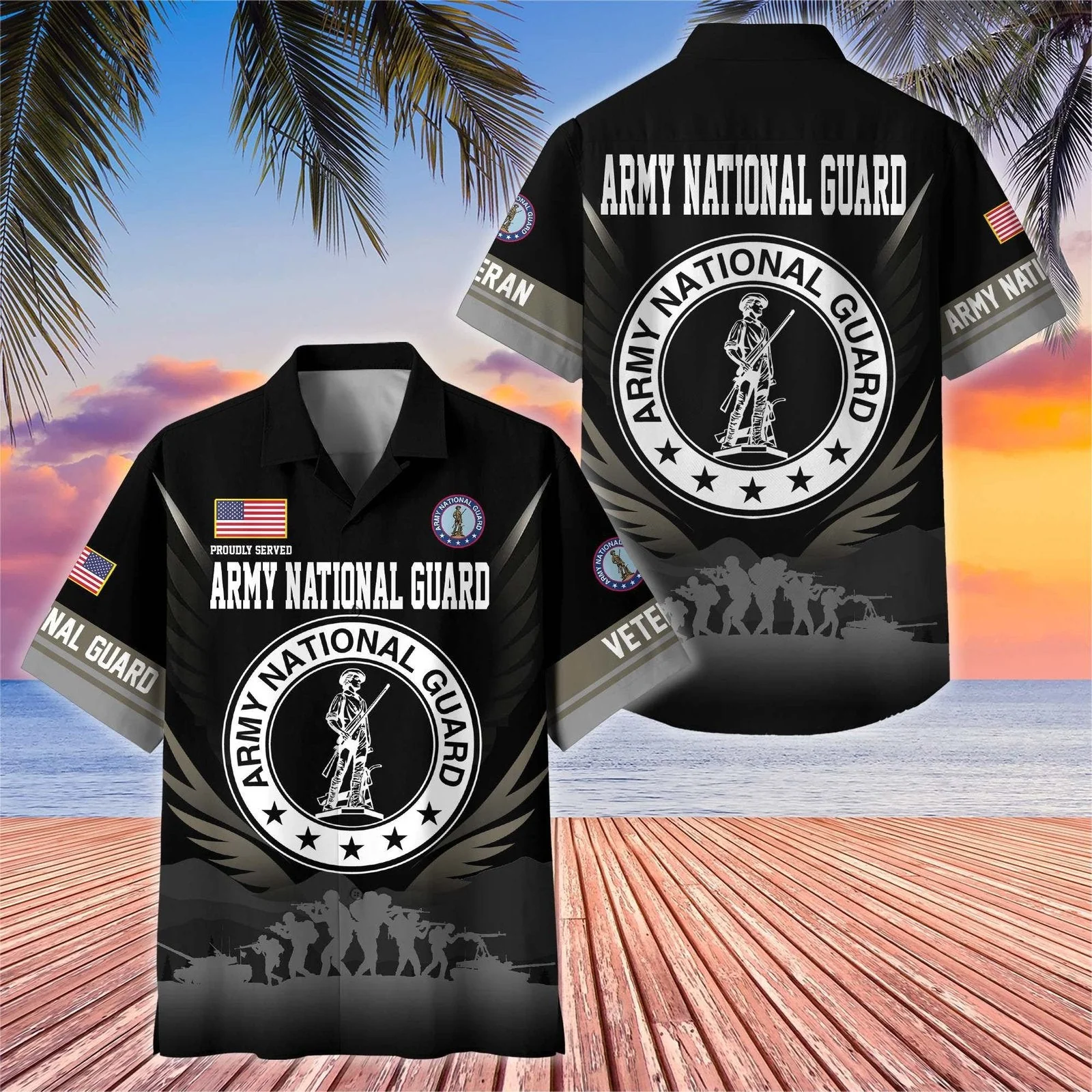 Army National Guard Tropical - Hawaiian Shirt - Patriotic Gift For Veterans | HN02 - Image 3