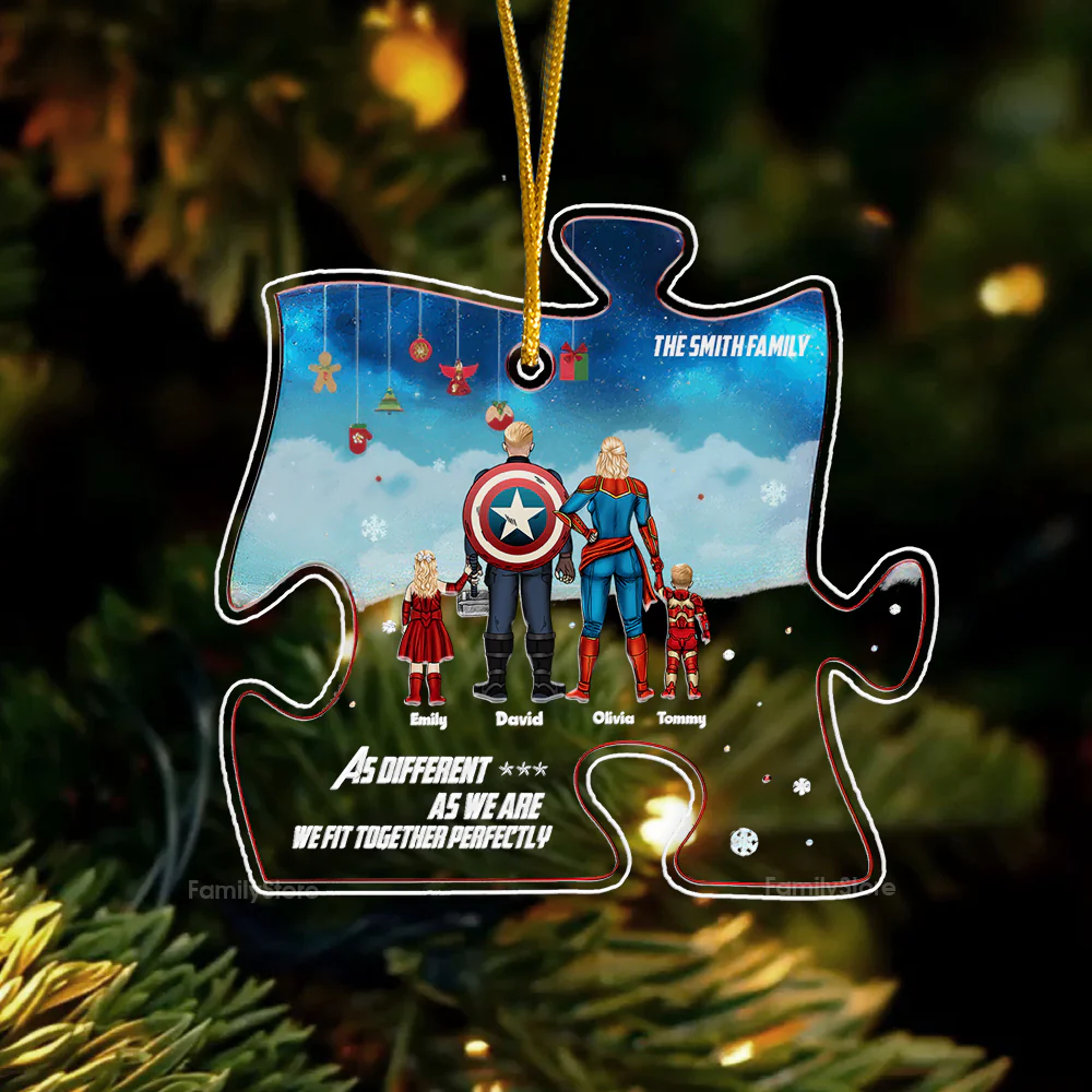 Super Hero As Different As We Are We Fit Together Perfectly - Gift For Family - Personalized Acrylic Ornament - CL02 NA94 - Image 4