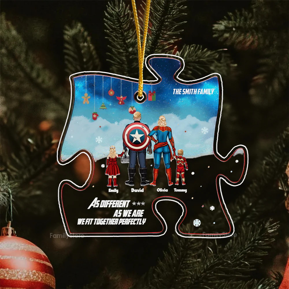 Super Hero As Different As We Are We Fit Together Perfectly - Gift For Family - Personalized Acrylic Ornament - CL02 NA94 - Image 5