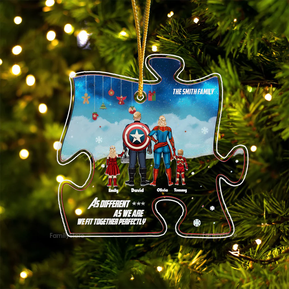 Super Hero As Different As We Are We Fit Together Perfectly - Gift For Family - Personalized Acrylic Ornament - CL02 NA94 - Image 6