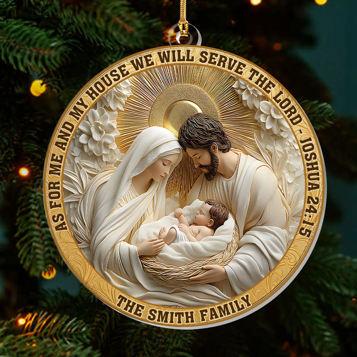 As For Me And My House We Will Serve The Lord - Personalized Acrylic Ornament - Gift For Christmas TD118 - Image 3