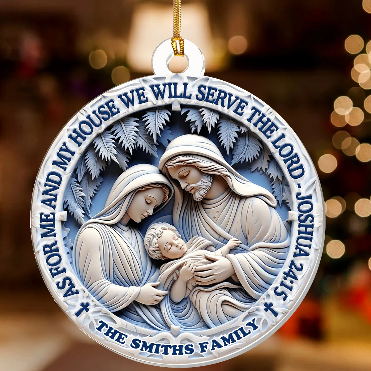 As For Me And My House We Will Serve The Lord - Personalized Acrylic Ornament TD118 - Image 2