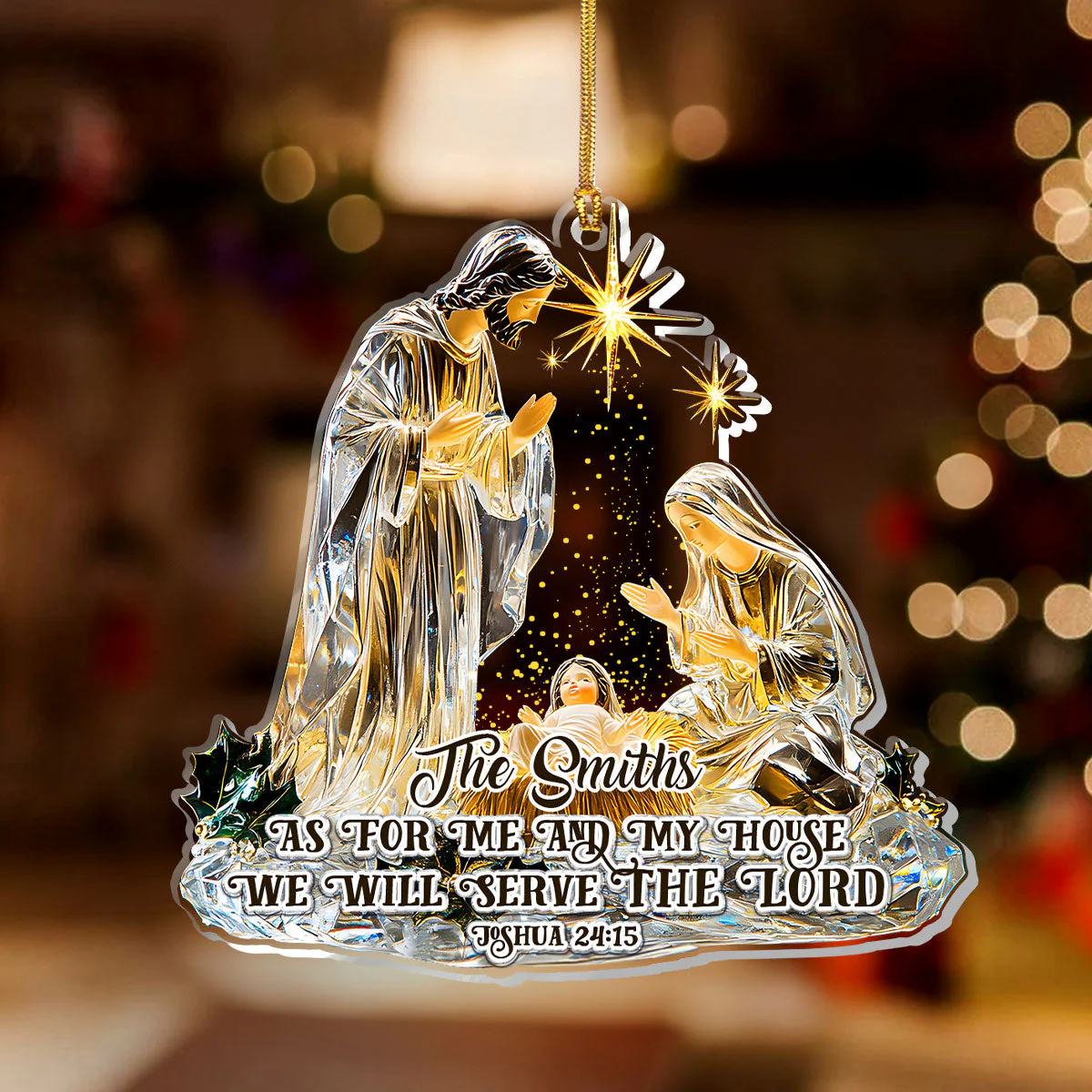 As For Me And My House We Will Serve The Lord - Personalized Acrylic Ornament TD118 - Image 2