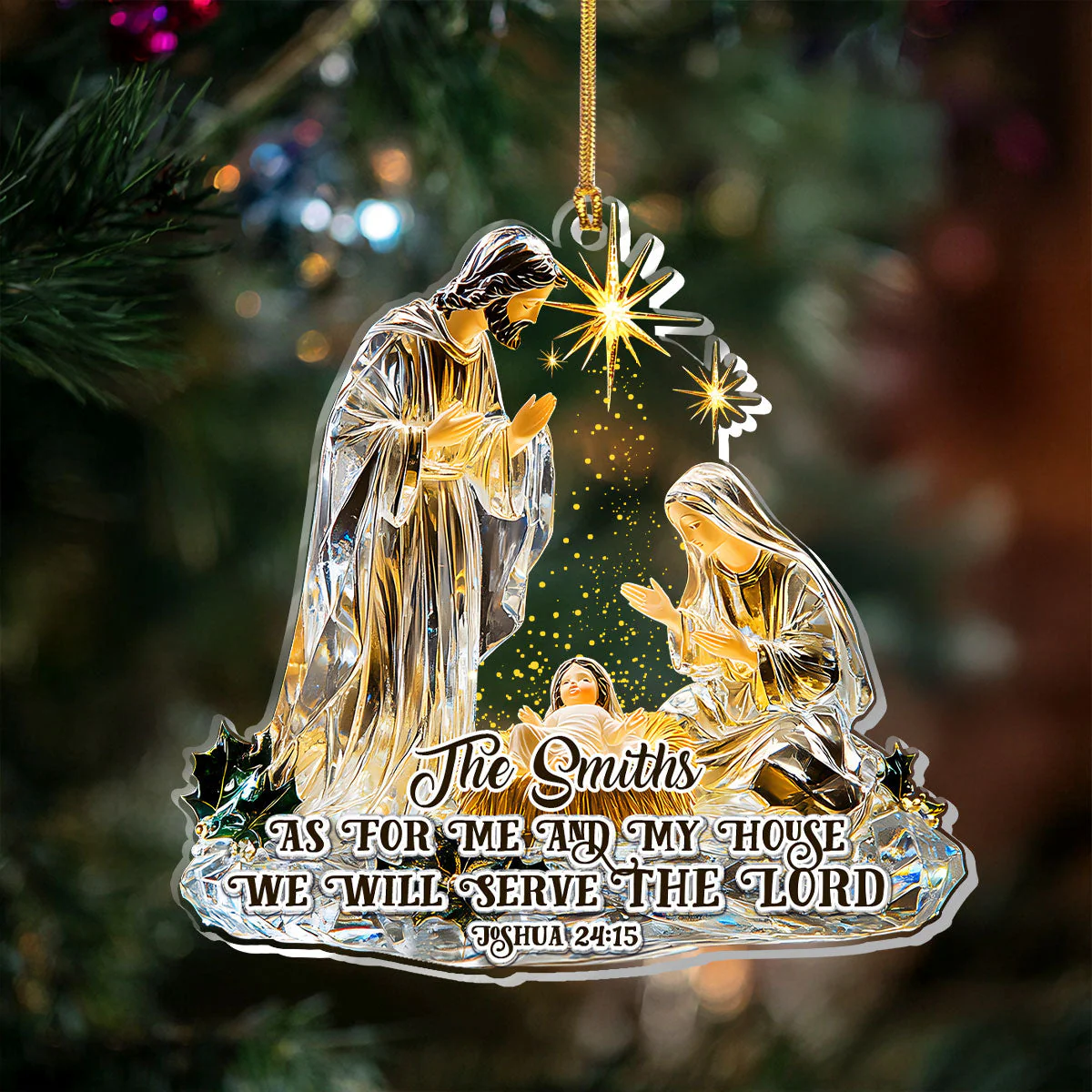 As For Me And My House We Will Serve The Lord - Personalized Acrylic Ornament TD118 - Image 3
