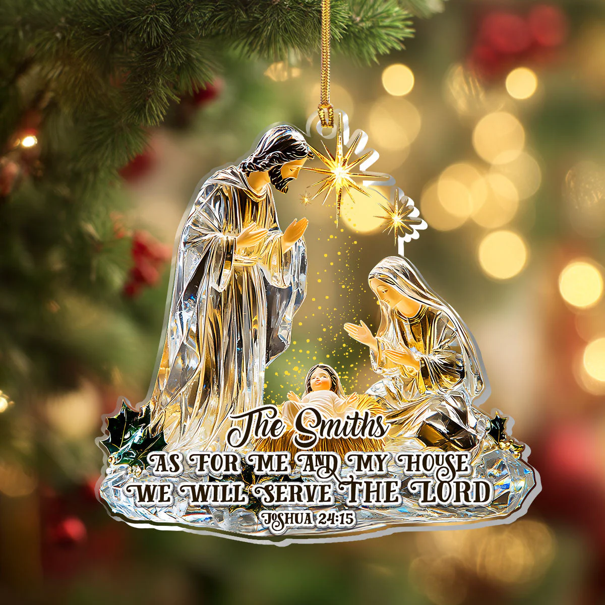 As For Me And My House We Will Serve The Lord - Personalized Acrylic Ornament TD118 - Image 4