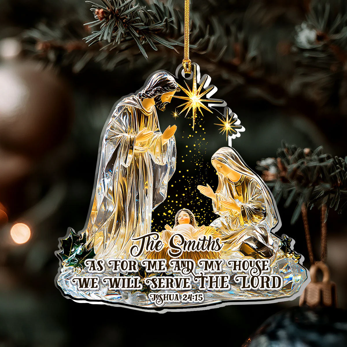 As For Me And My House We Will Serve The Lord - Personalized Acrylic Ornament TD118 - Image 6