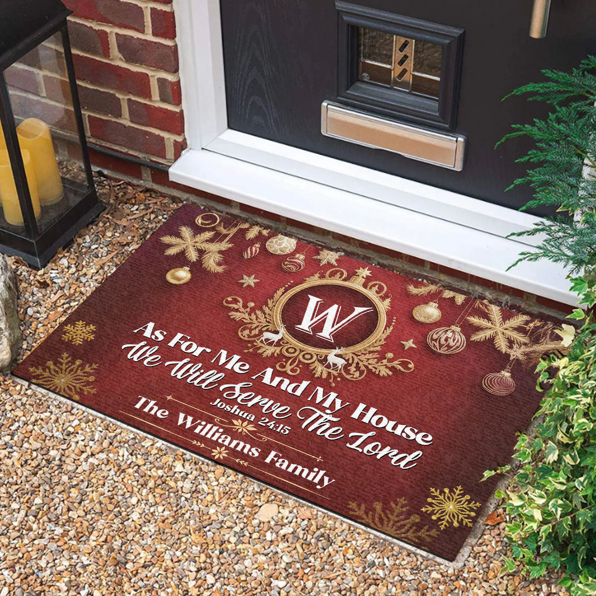 As For Me And My House We Will Serve The Lord - Personalized Christmas Doormat TD118