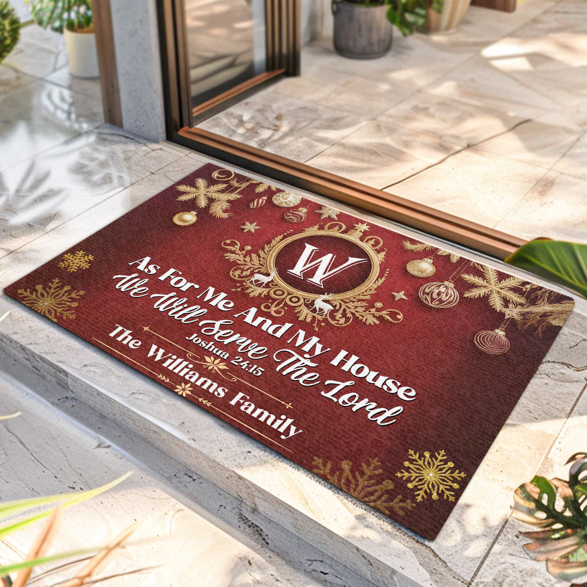 As For Me And My House We Will Serve The Lord - Personalized Christmas Doormat TD118 - Image 2