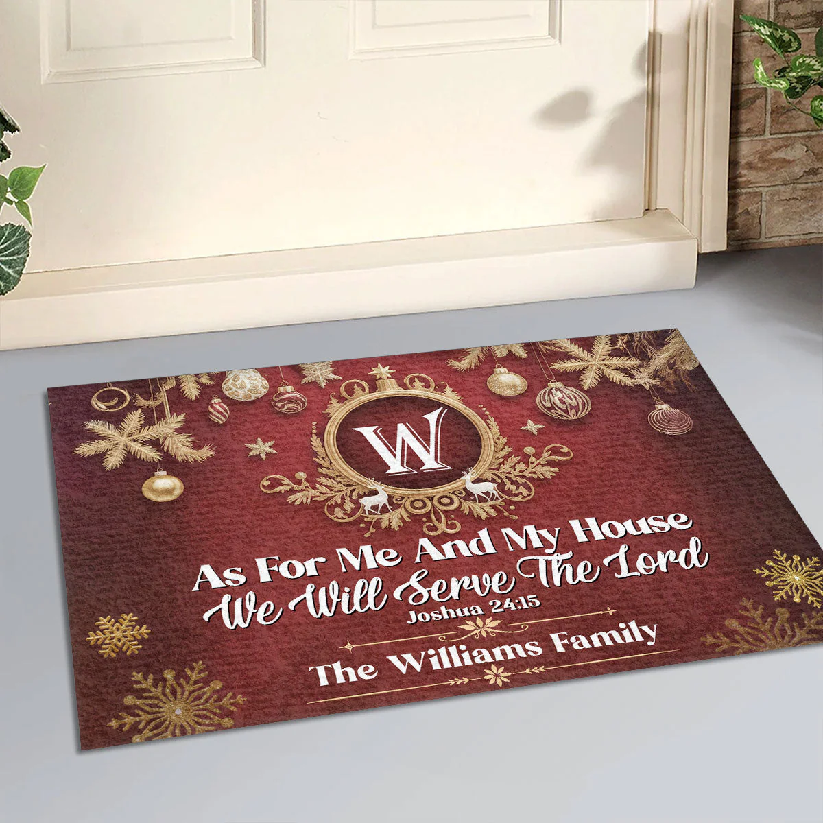 As For Me And My House We Will Serve The Lord - Personalized Christmas Doormat TD118 - Image 3
