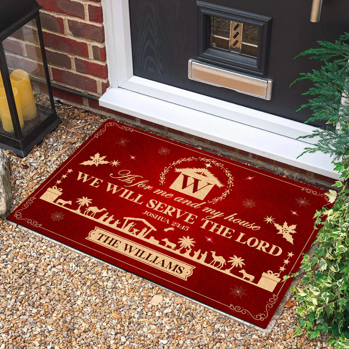 As For Me And My House We Will Serve The Lord - Personalized Christmas Doormat TD118