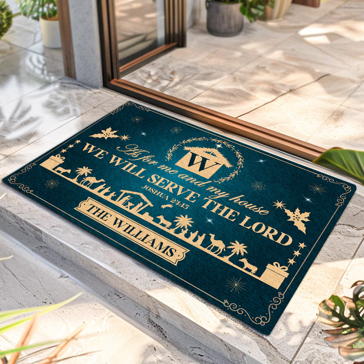 As For Me And My House We Will Serve The Lord - Personalized Christmas Doormat TD118 - Image 2