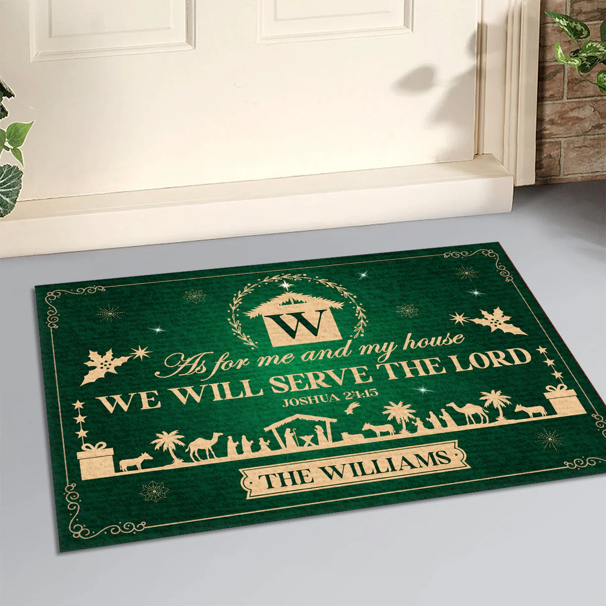 As For Me And My House We Will Serve The Lord - Personalized Christmas Doormat TD118 - Image 3