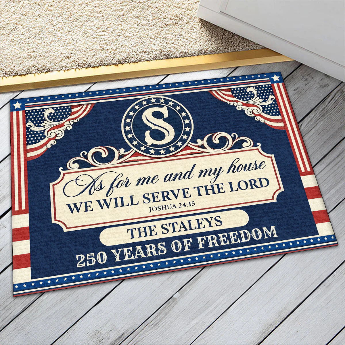 As For Me And My House We Will Serve The Lord - Personalized Doormat - 250 Years Of Independence Day Gift For Family BA01 - Image 6