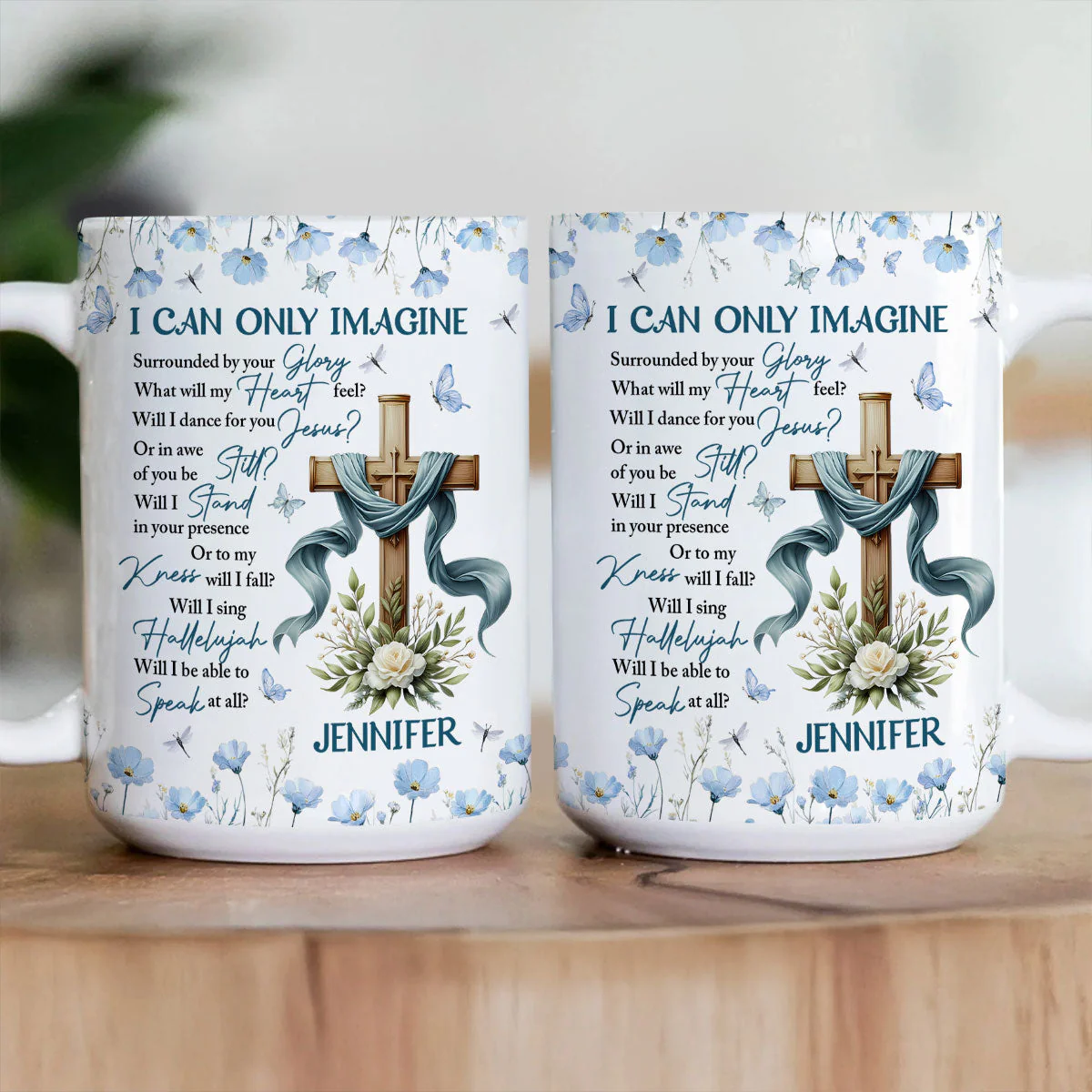 Baby Blue I Can Only Image - Personalized White Edge-to-Edge Mug - Christian Gift For Her BA01 - Image 3