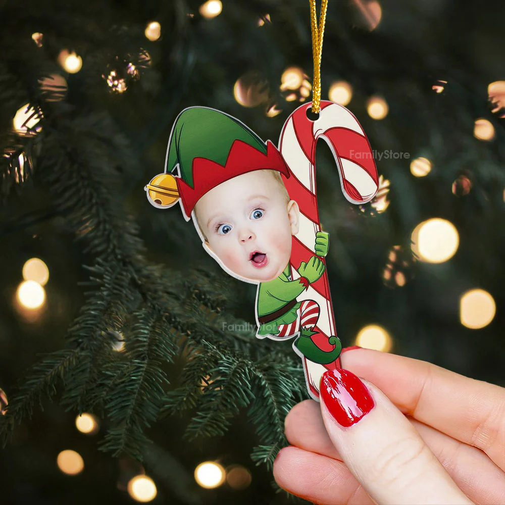 Custom Photo Baby Little Elf - Gift For Mom, Dad, Baby - Personalized Acrylic Ornament - NA94 - Image 2