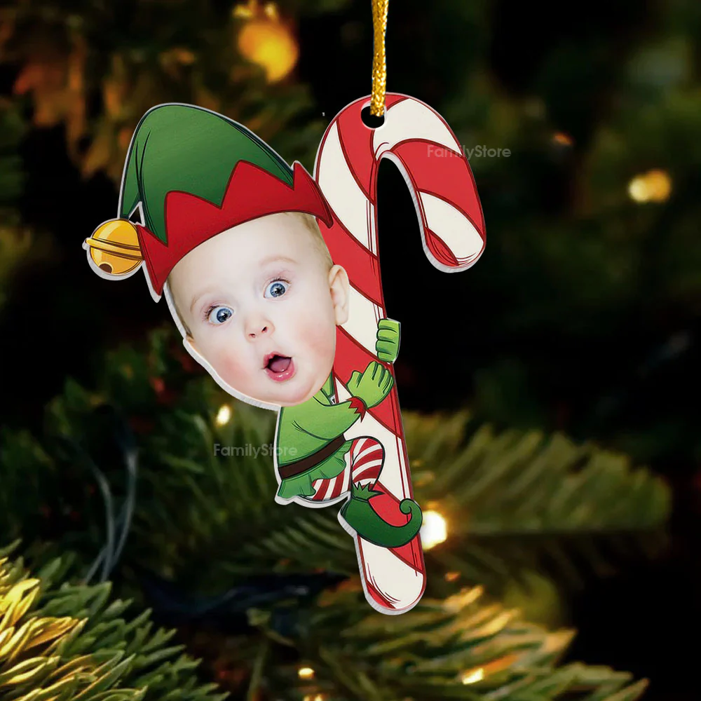 Custom Photo Baby Little Elf - Gift For Mom, Dad, Baby - Personalized Acrylic Ornament - NA94 - Image 3