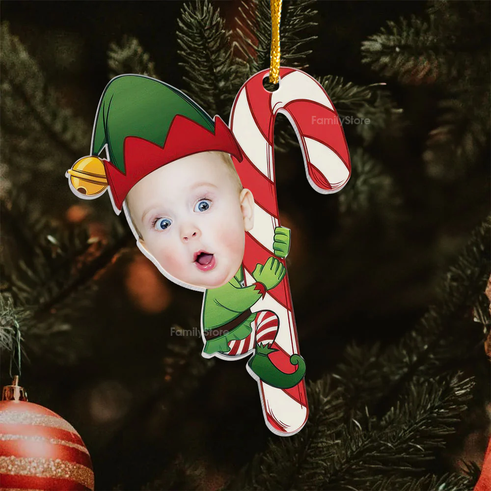 Custom Photo Baby Little Elf - Gift For Mom, Dad, Baby - Personalized Acrylic Ornament - NA94 - Image 4