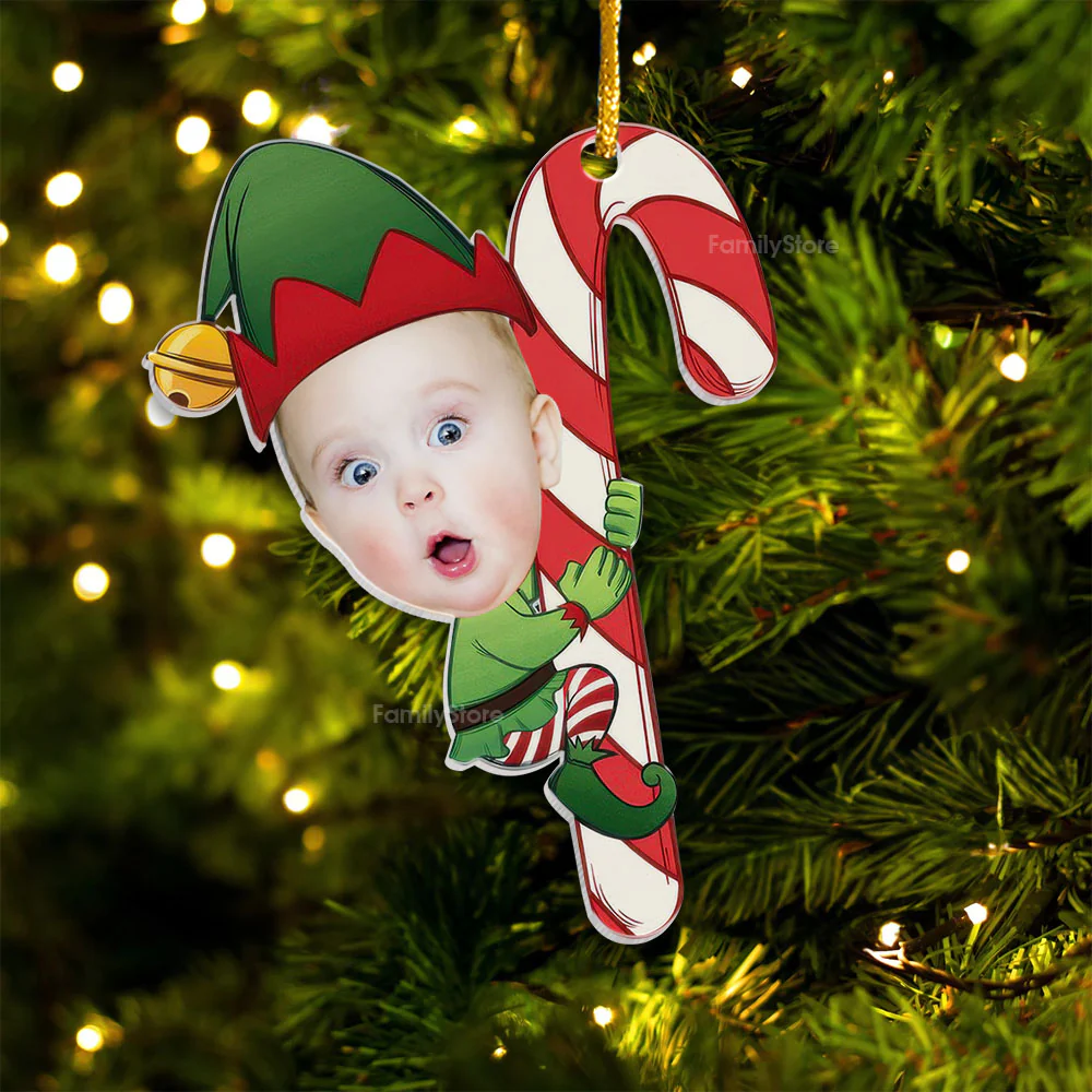 Custom Photo Baby Little Elf - Gift For Mom, Dad, Baby - Personalized Acrylic Ornament - NA94 - Image 5