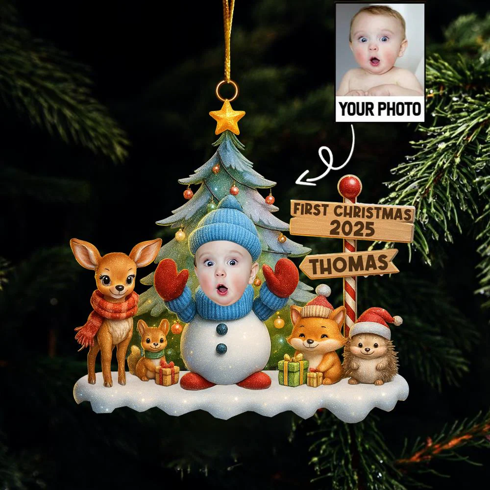 Baby’s First Christmas 2025 Custom Photo - Personalized Acrylic Ornament - Christmas Gift NA94 - Image 4