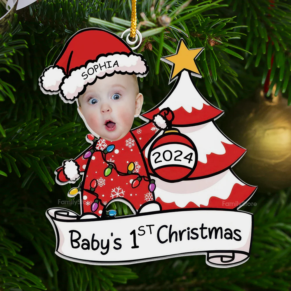Baby's First Christmas Baby Newborn - Gift For Family - Personalized Acrylic Ornament - Image 3