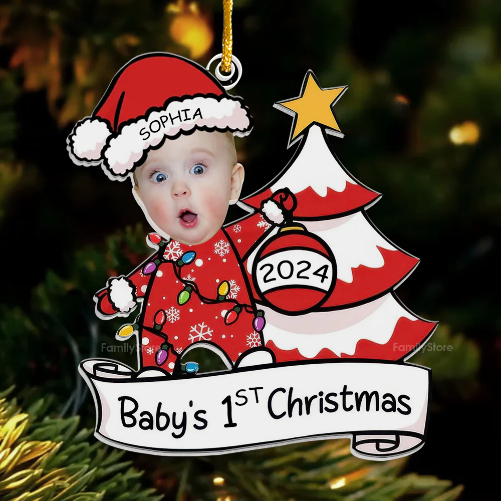 Baby's First Christmas Baby Newborn - Gift For Family - Personalized Acrylic Ornament - Image 4