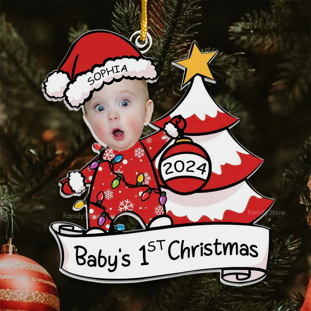 Baby's First Christmas Baby Newborn - Gift For Family - Personalized Acrylic Ornament - Image 5