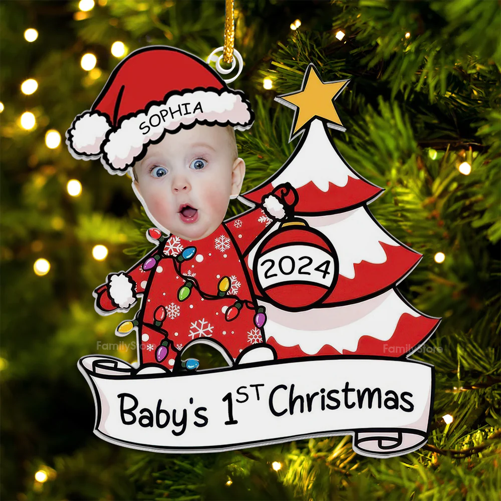 Baby's First Christmas Baby Newborn - Gift For Family - Personalized Acrylic Ornament - Image 6