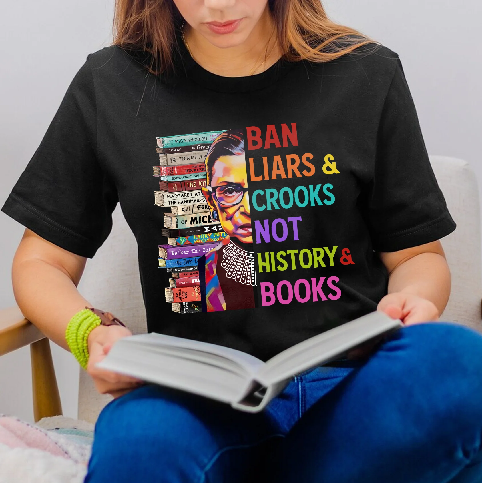 Ban Liars And Crooks Not History And Books Book Lovers Gift T-Shirt - Image 5