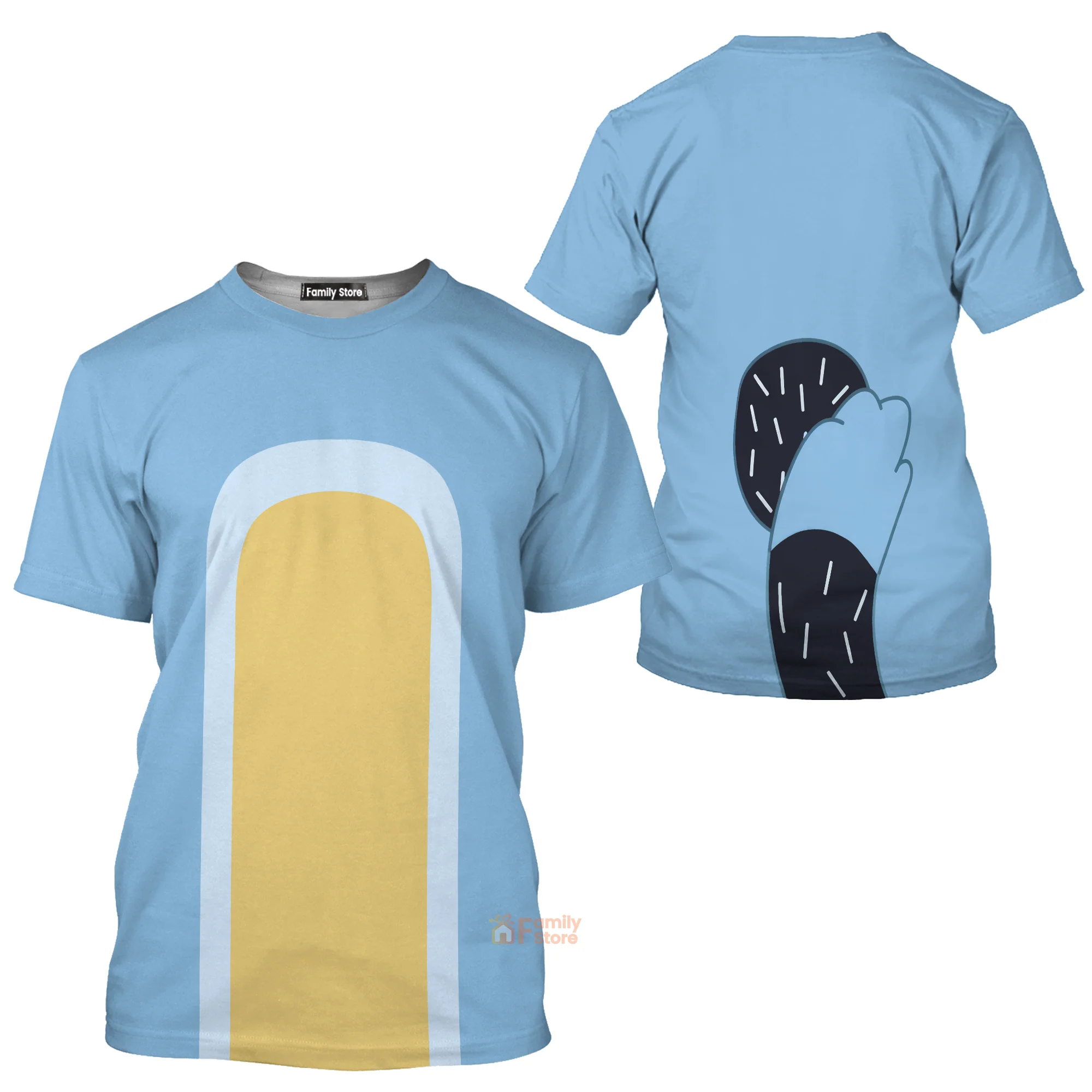 Bandit Heeler Bluey Inspired Light Blue Dog T-Shirt - Image 3