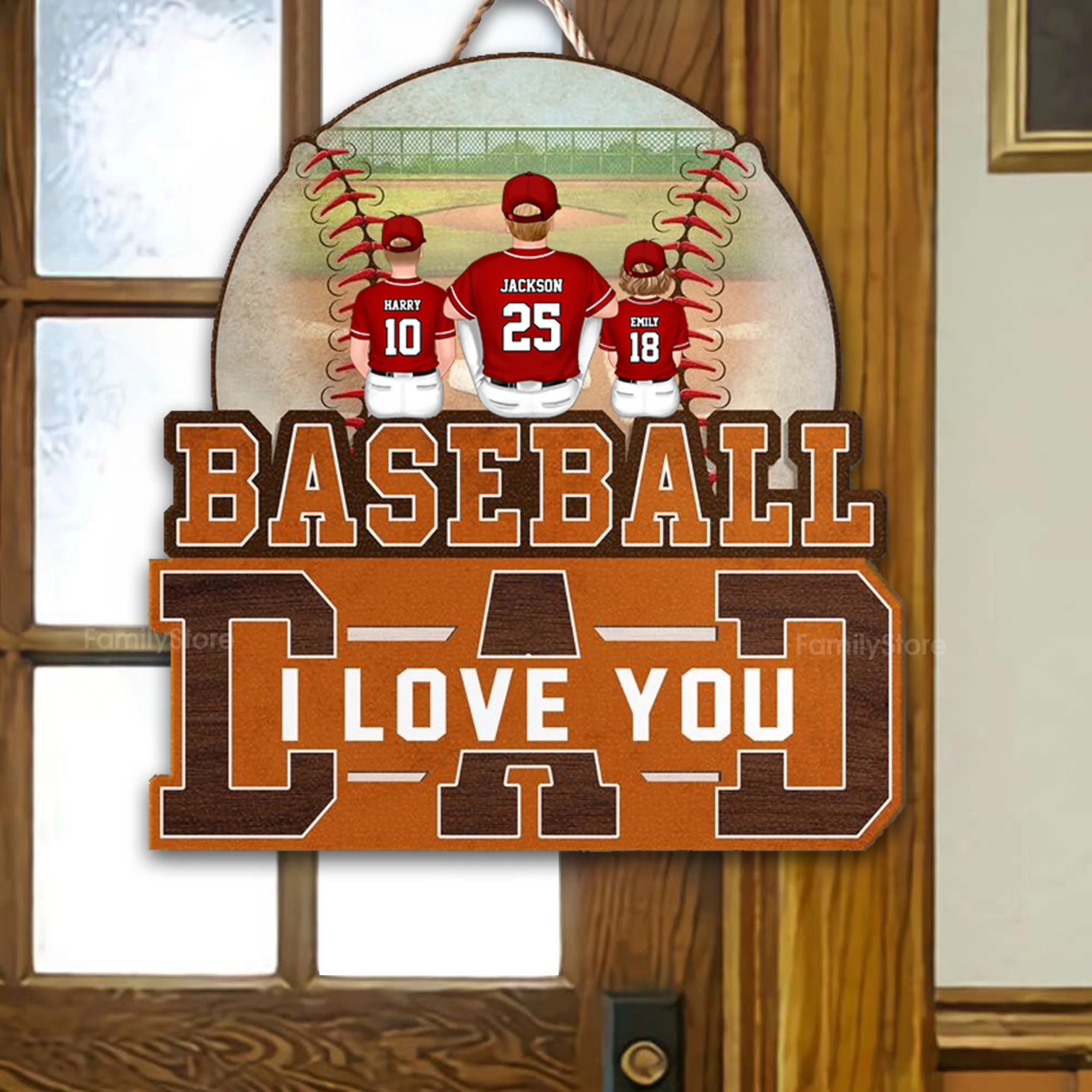 Baseball Dad We Love You - Gift For Dad, Baseball Lovers - Personalize Custom Shaped Wood Sign - SPCL01 NA94 - Image 2