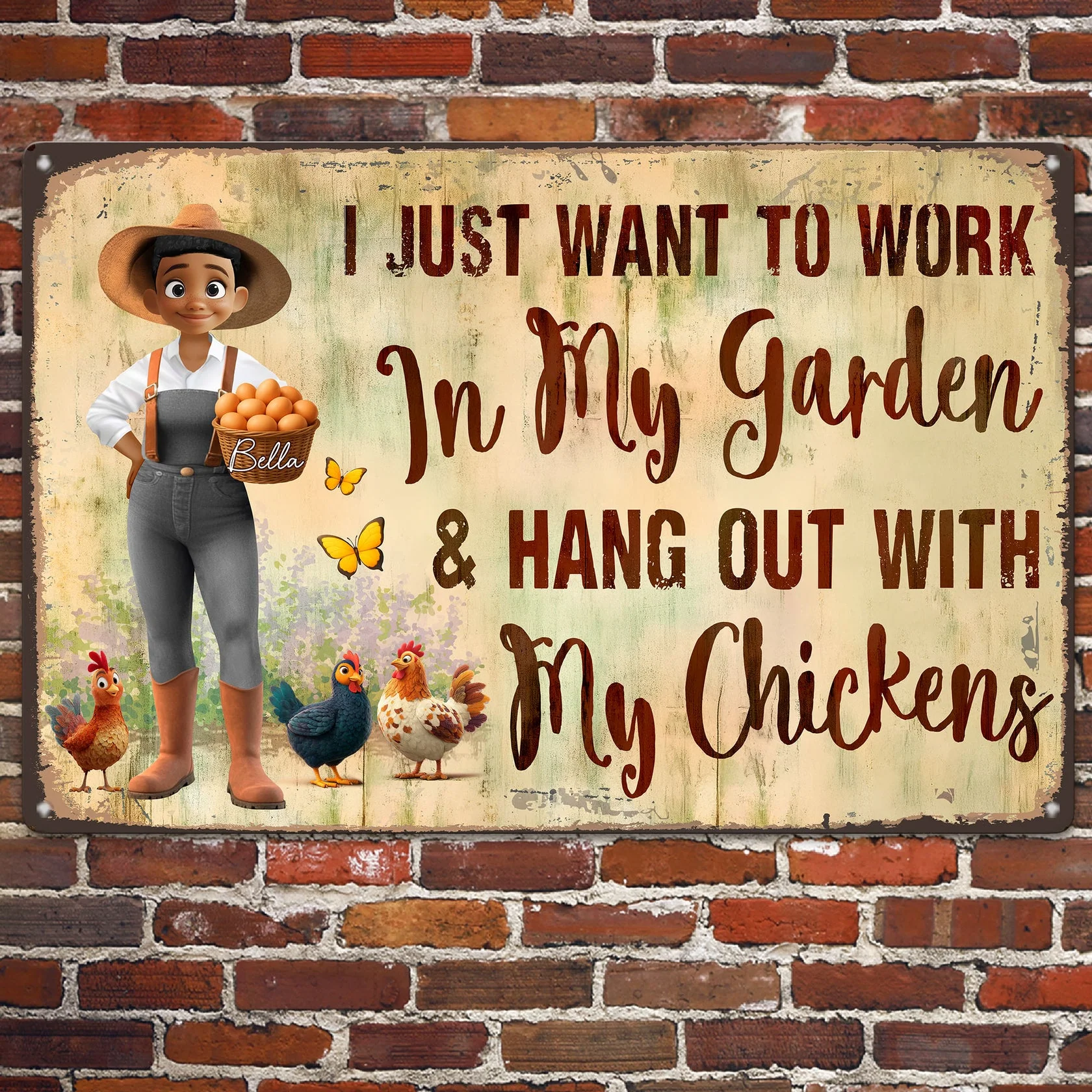 Be Aware A Crazy Chicken Lady And Her Peckers Live Here - Personalized Metal Sign | GR31 - Image 2