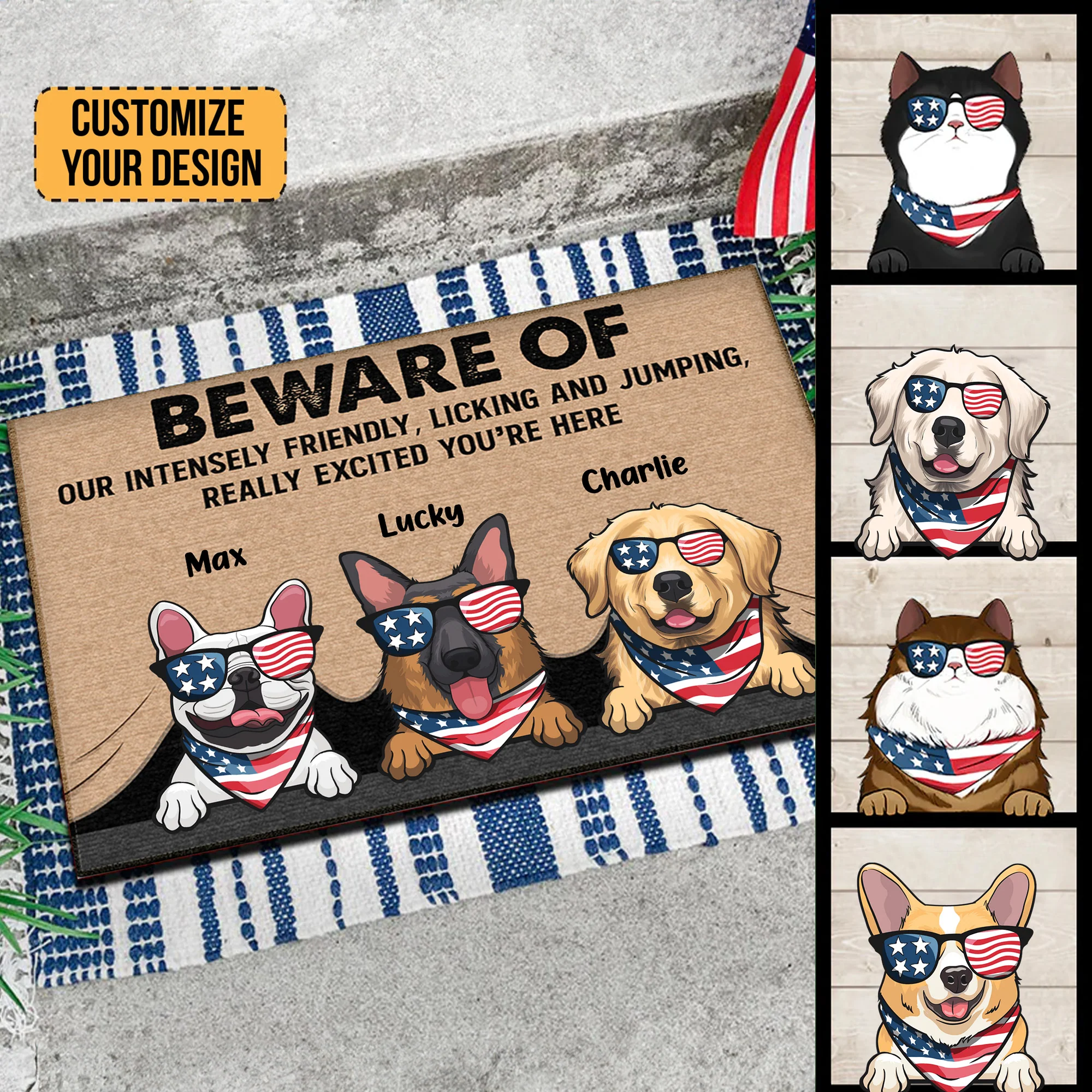 Be Aware Of Our Intensely Licking Pets - Gift For Pet Lovers - Personalized Door Mat - Image 2