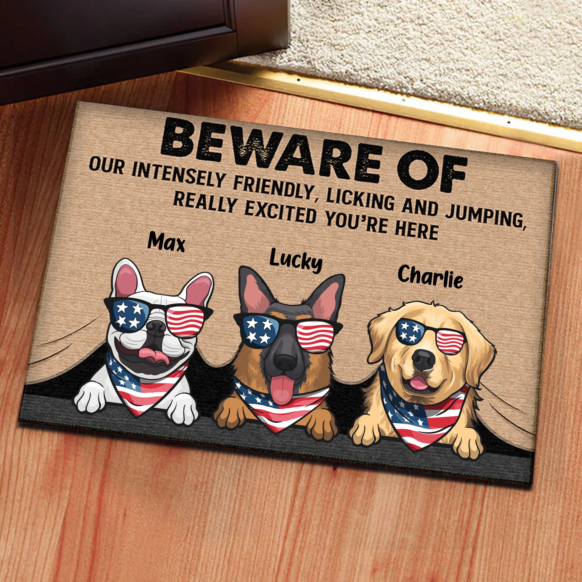 Be Aware Of Our Intensely Licking Pets - Gift For Pet Lovers - Personalized Door Mat - Image 4