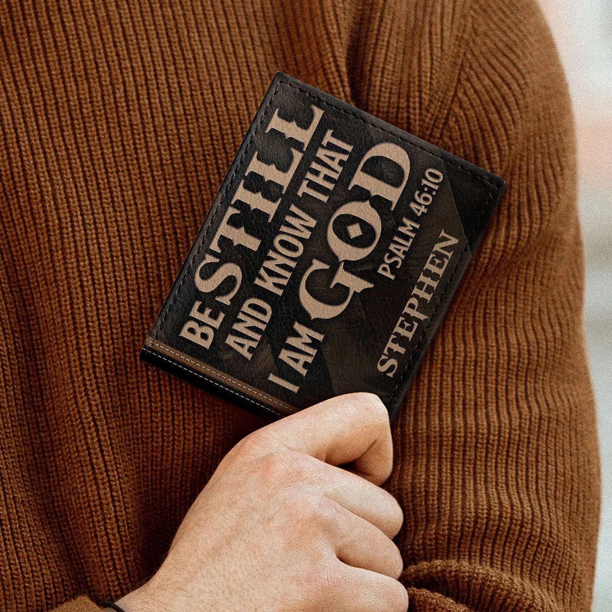 Be Still And Know That I Am God - Personalized Folded Wallet For Men - Image 3
