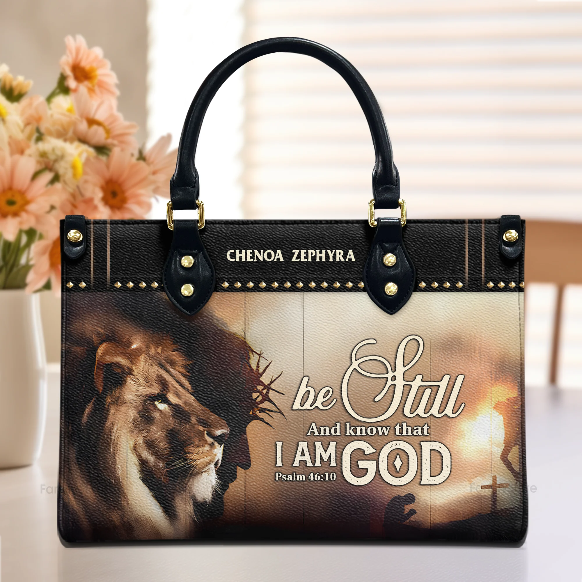 Be Still And Know That I Am God - Personalized Leather Handbag With Handle - AT4080706