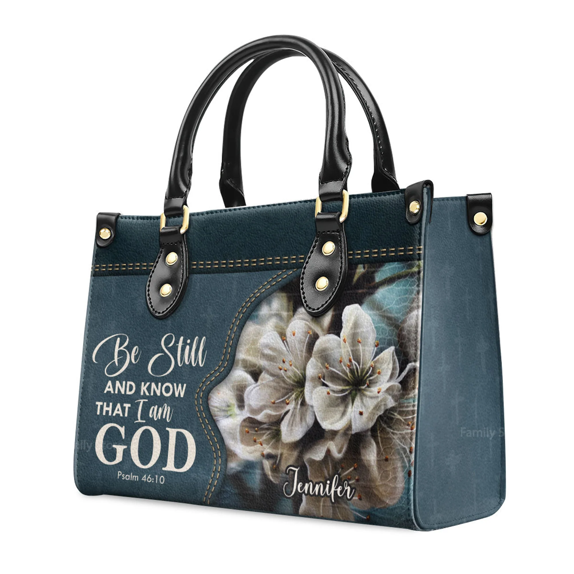 Be Still And Know That I Am God - Personalized Leather Handbag With Handle - AT4081344 - Image 3