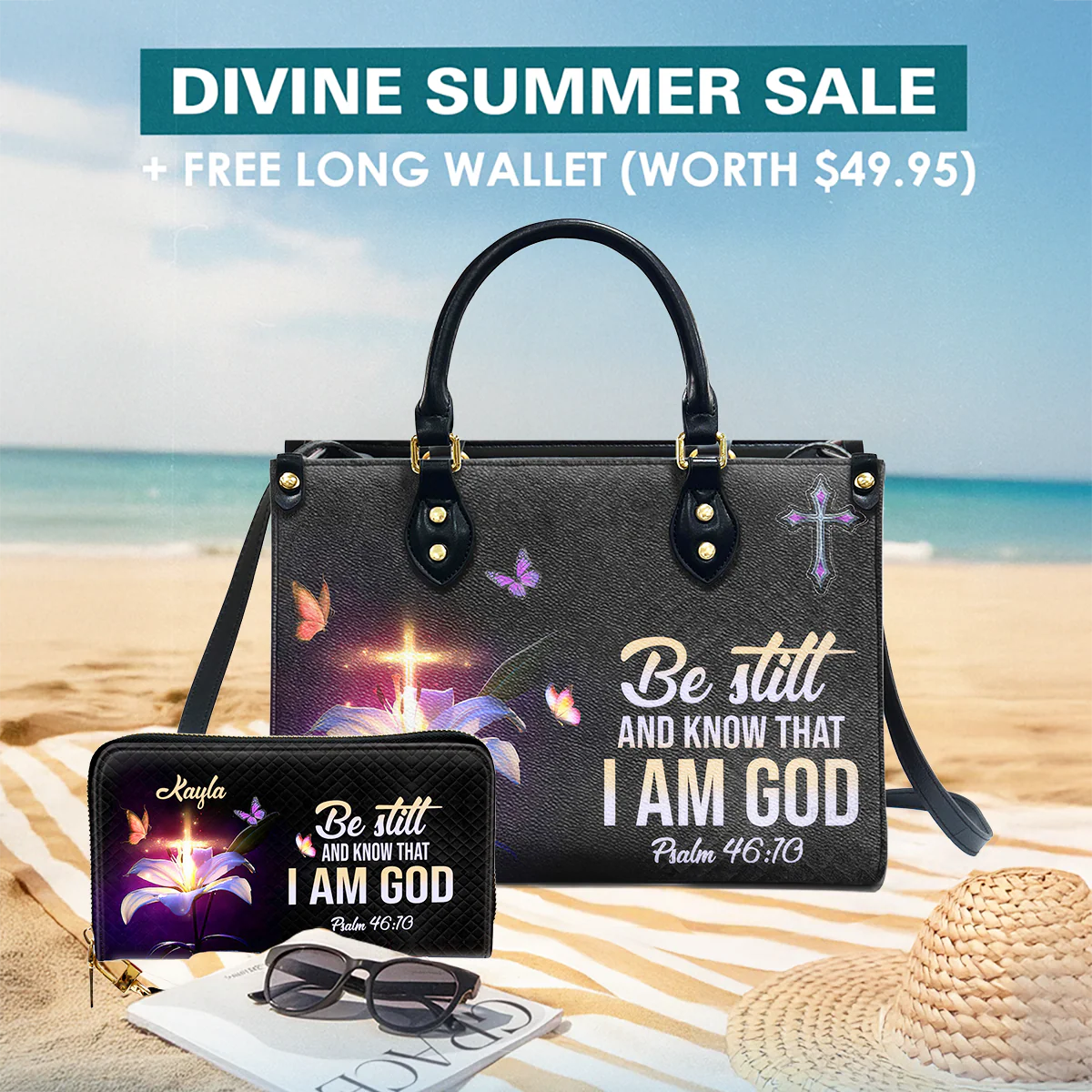 Be Still And Know That I Am God - Scripture Gifts For Women Of God - Personalized Leather Bag Free Wallet Deal AT4080705