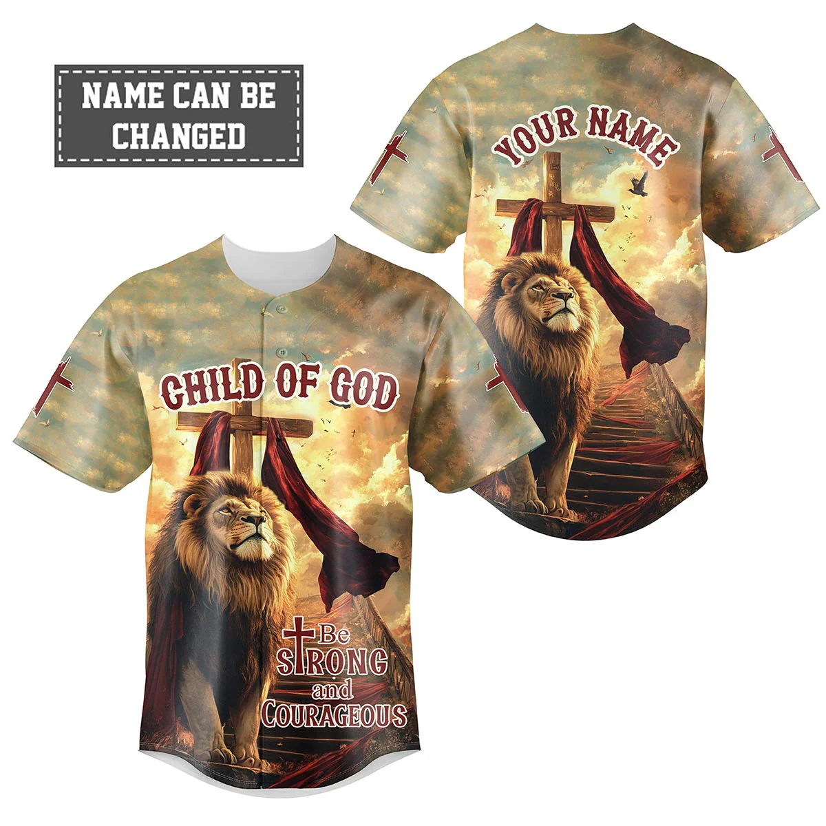 Be Strong and Courageous Custom Name Baseball Jersey - Christant Gift For Him