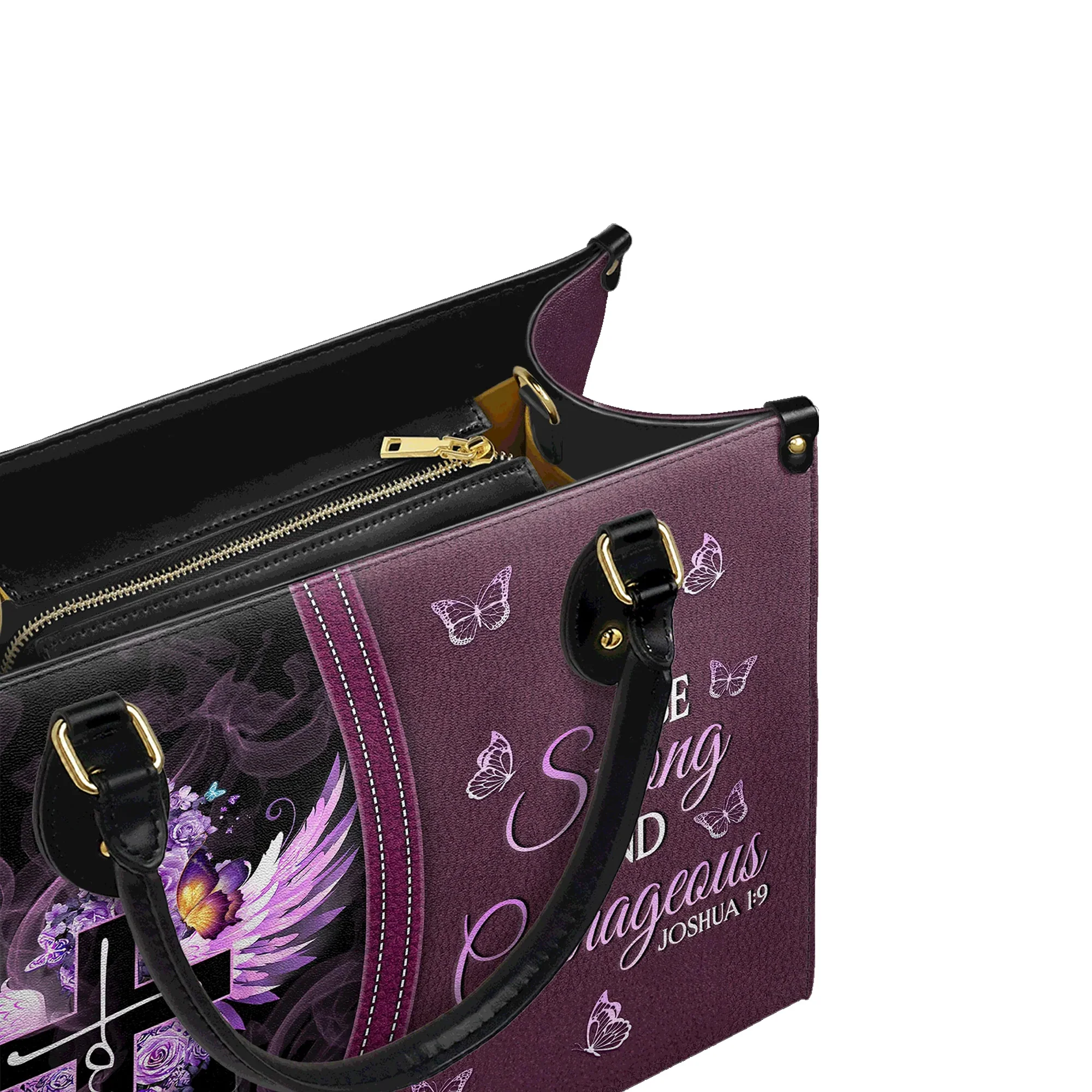 Be Strong and Courageous Joshua 1:9 Scripture Purse - Christian Leather Handbag - Image 5