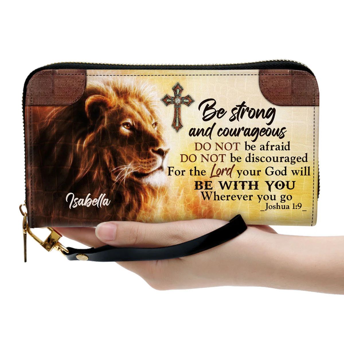 Be Strong And Courageous - Thoughtful Gift For Christians - Personalized Leather Bag Free Wallet Deal AT4080708 - Image 5