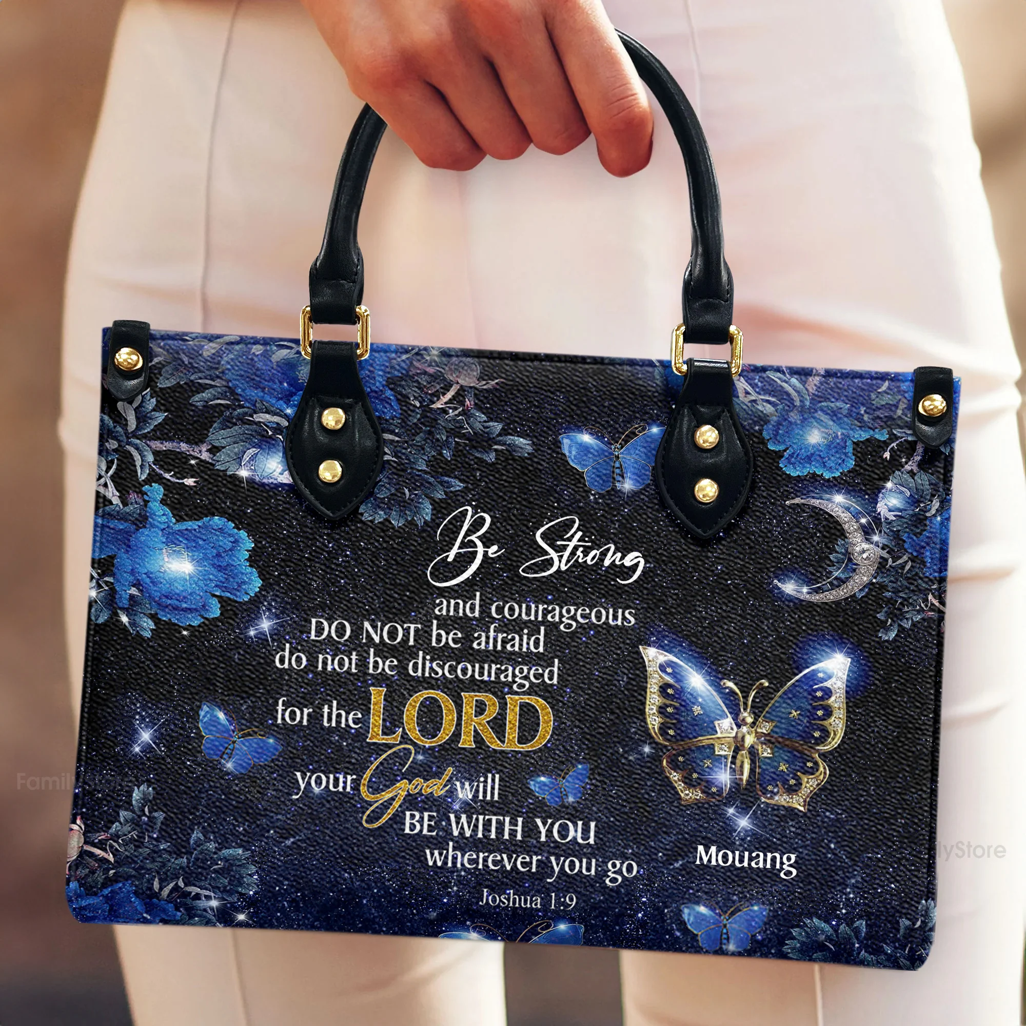 Be Strong And Courageous - Thoughtful Gift For Christians - Personalized Leather Bag Free Wallet Deal AT4080715 - Image 3