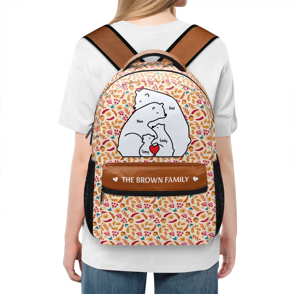 Bear Family - Personalized Canvas Backpack - Gift For Kids, Back To School TD118 - Image 4