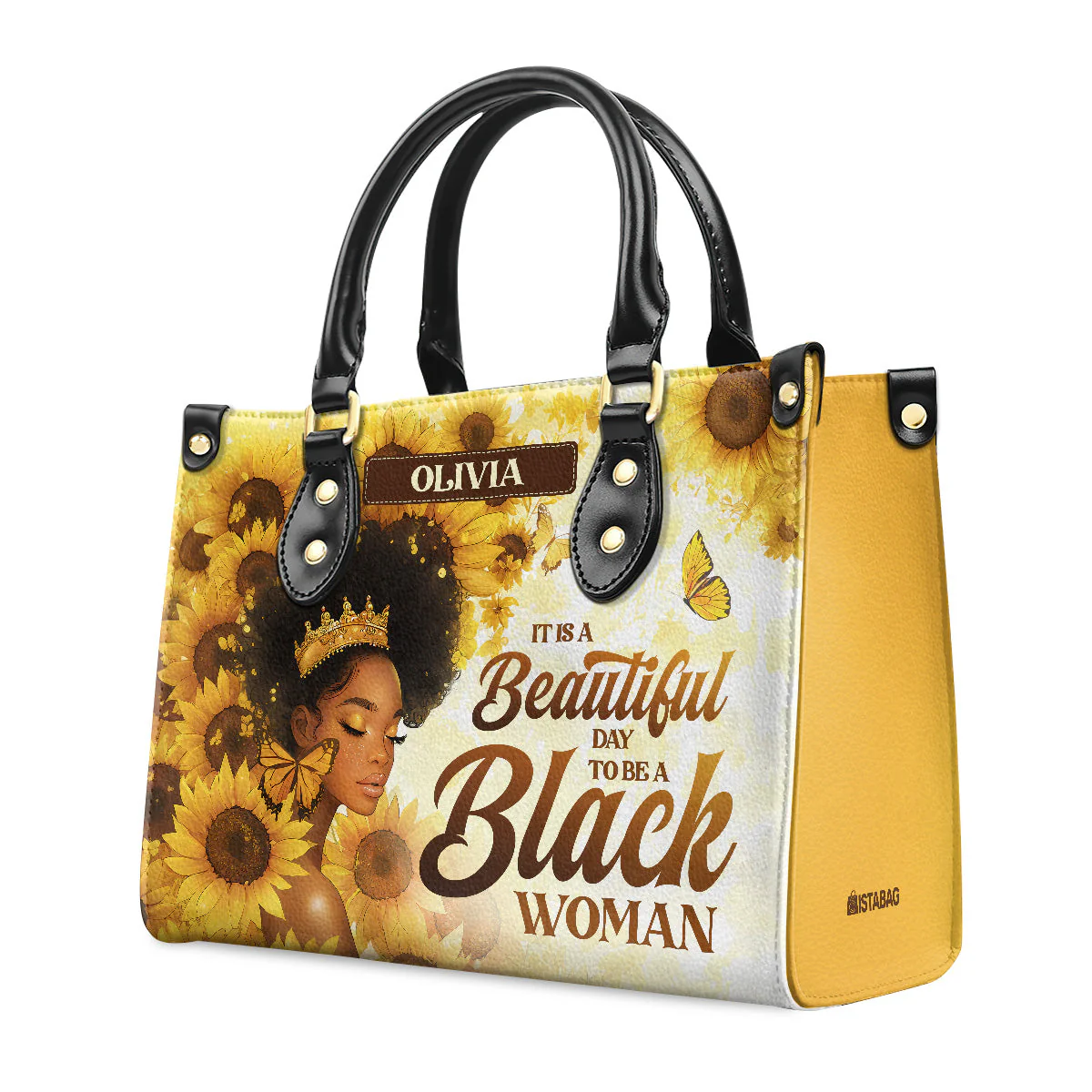 Beautiful Day To Be A Black Woman - Personalized Sunflower Leather Handbag - Empowerment Gift For Her HD95 - Image 5