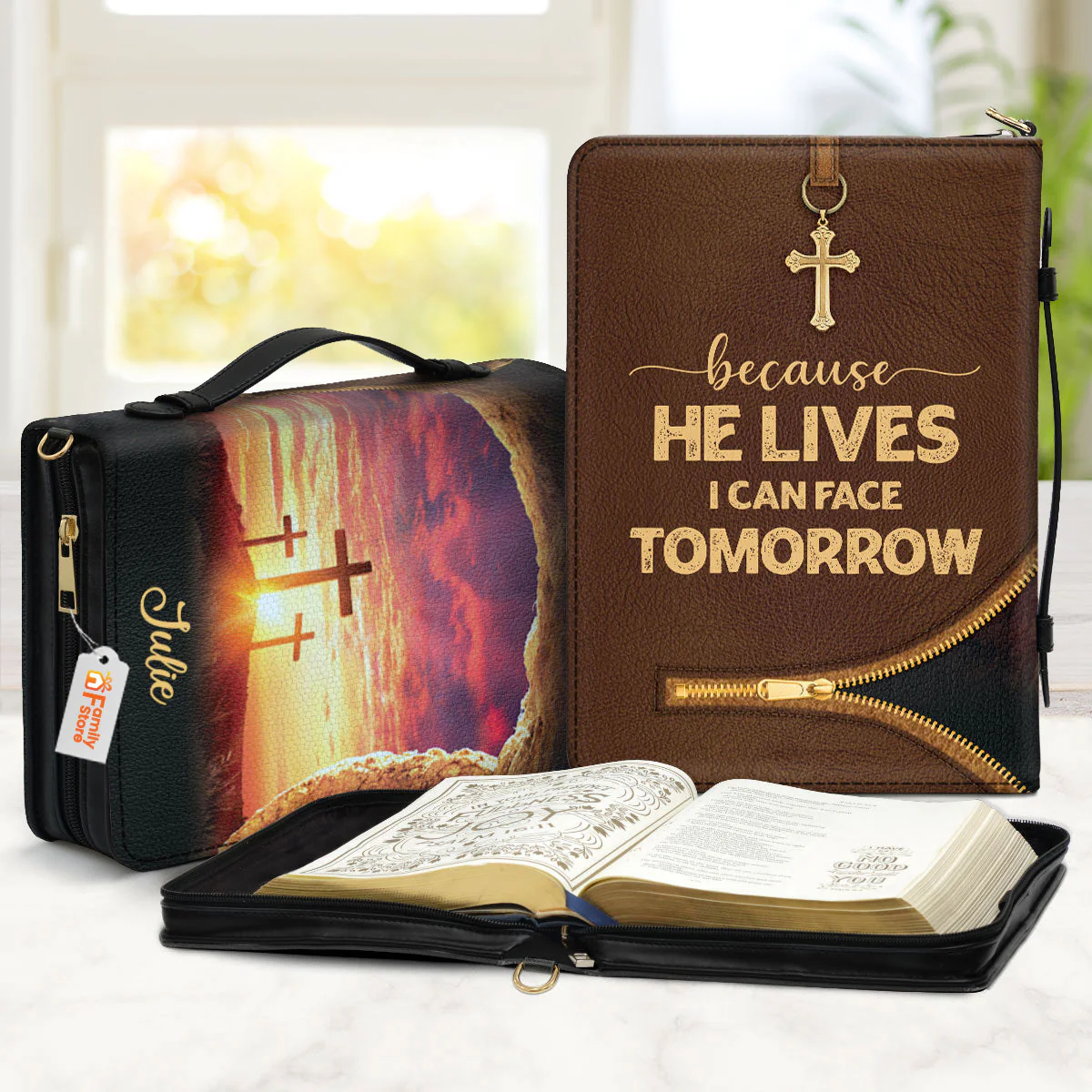 Because He Lives, I Can Face Tomorrow - Scripture Gifts For Women Of God - Personalized Bible Covers - AT4080710 - Image 2