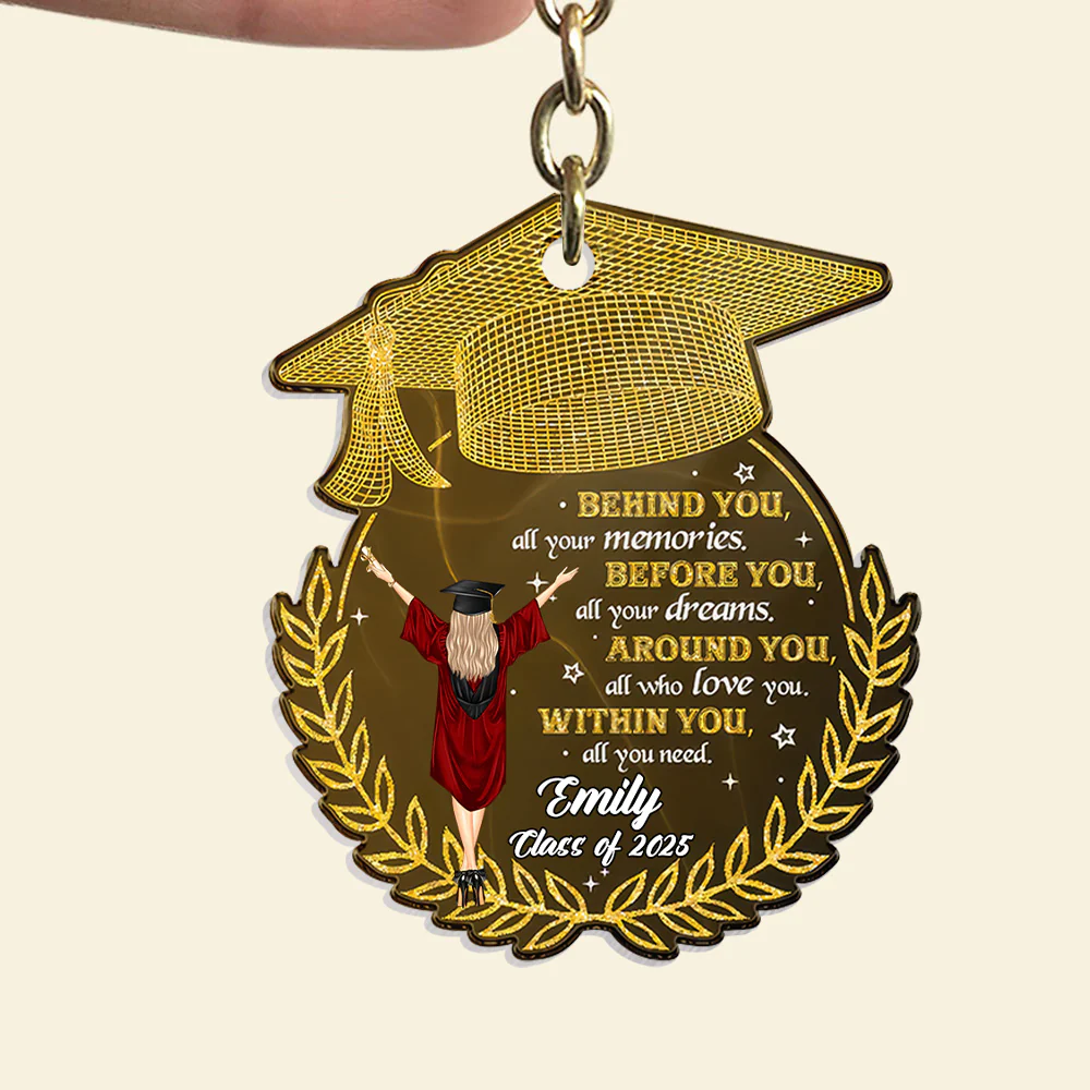 Behind You All Your Graduation Memories - Personalized Acrylic Keychain | GR4 NA94 - Image 2