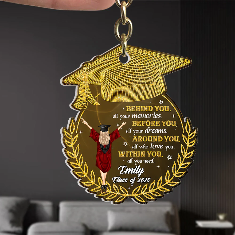 Behind You All Your Graduation Memories - Personalized Acrylic Keychain | GR4 NA94 - Image 3