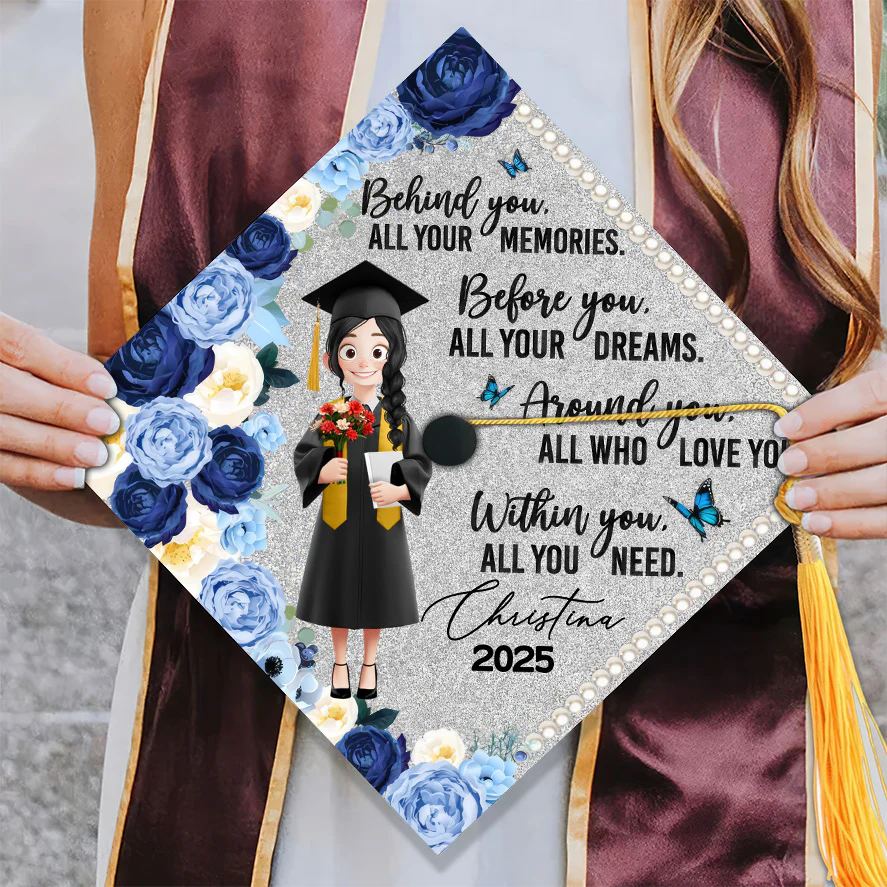 Behind You Flowers Senior - Personalized Graduation Cap Topper | CLTC02 NA94 - Image 3