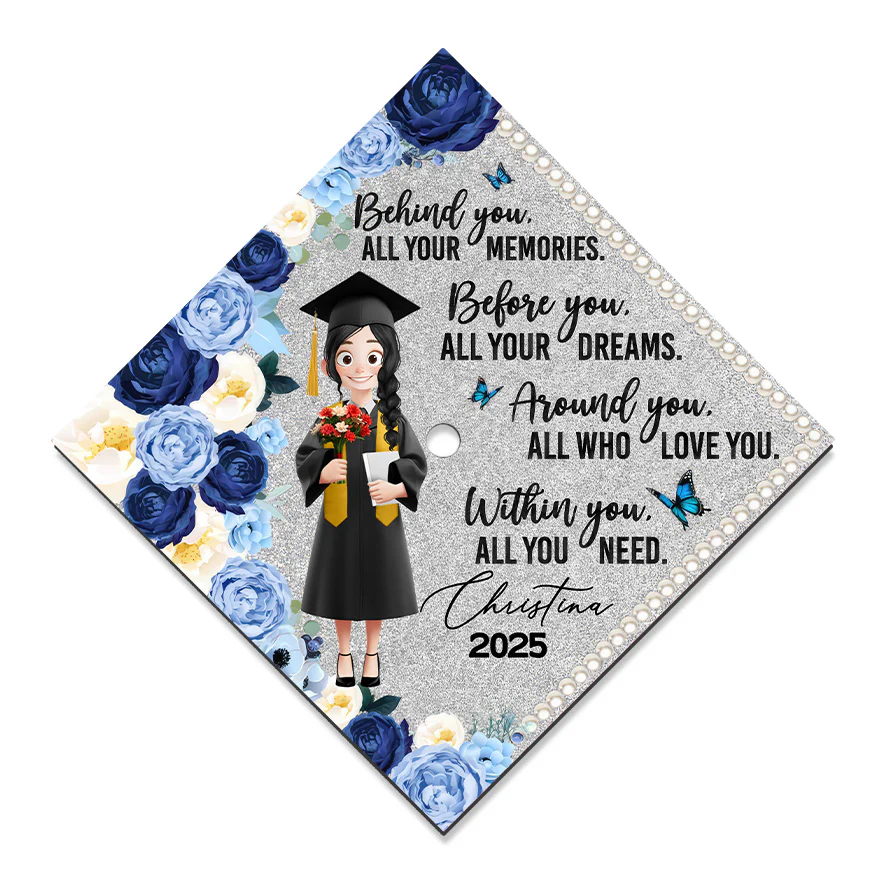 Behind You Flowers Senior - Personalized Graduation Cap Topper | CLTC02 NA94 - Image 6